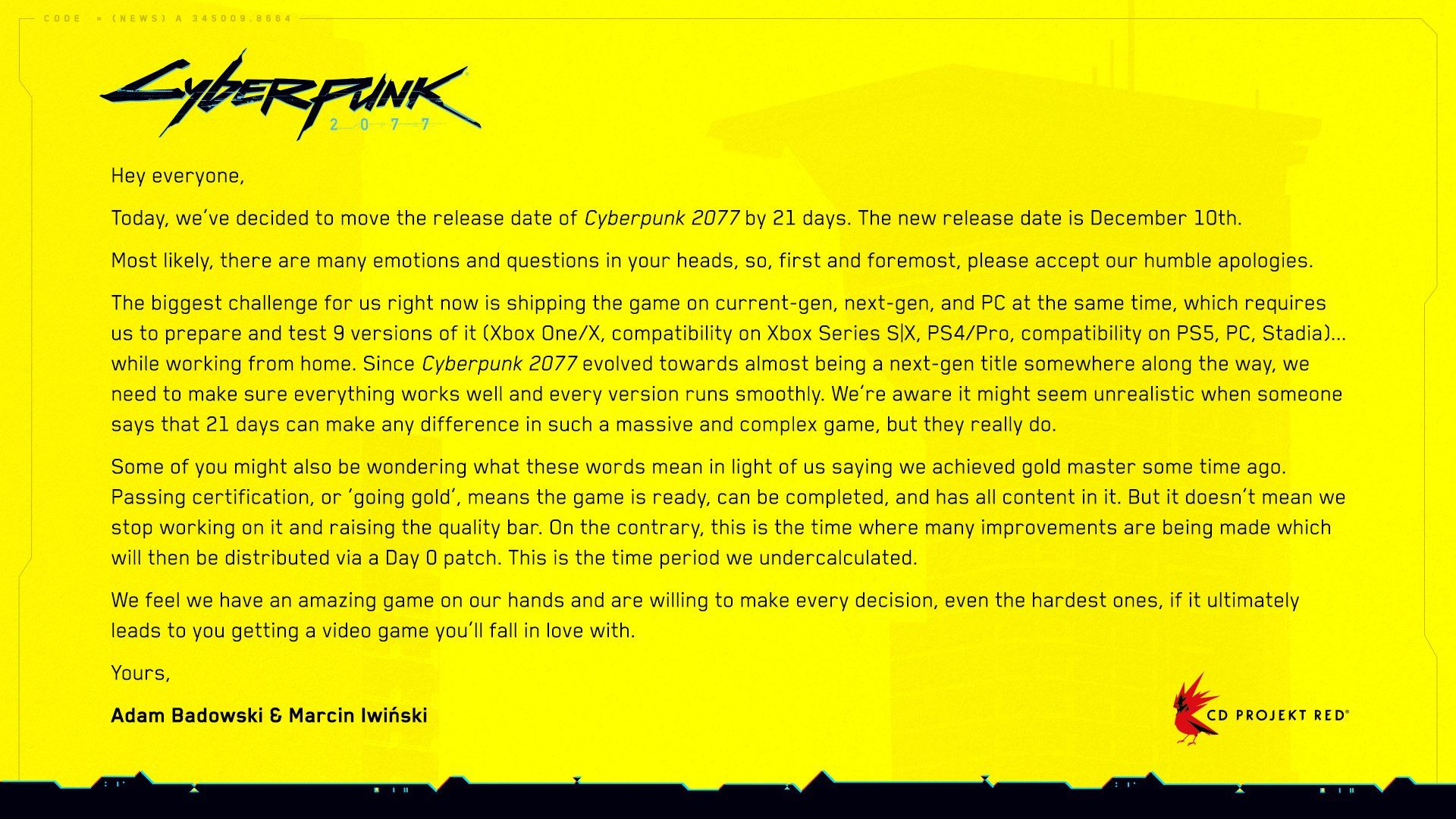 Cyberpunk 2077 снова перенесли