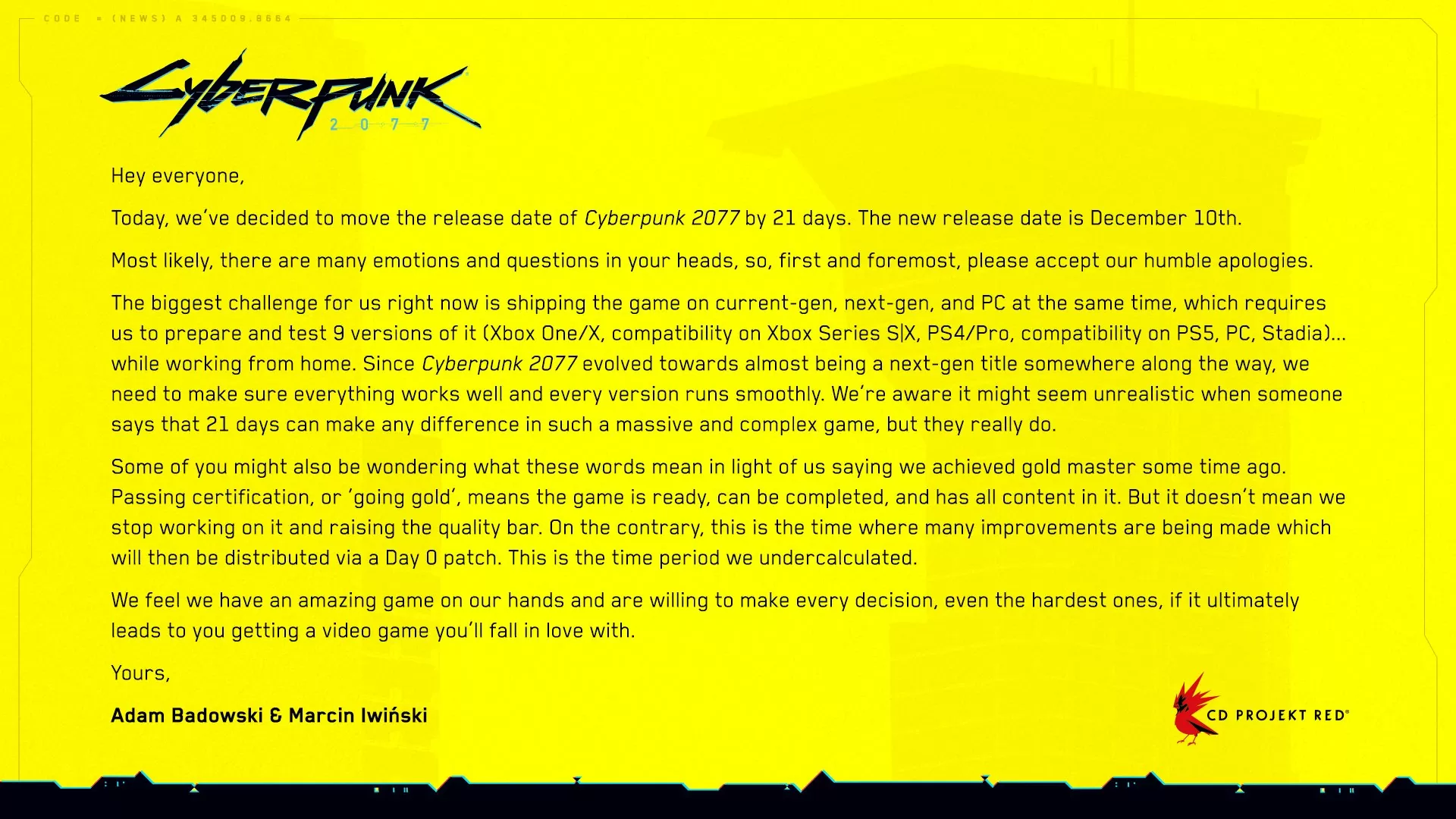 Cyberpunk 2077 снова перенесли